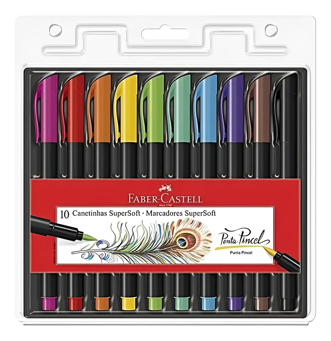 Plumones Punta Pincel Faber-Castell Super Soft X 10