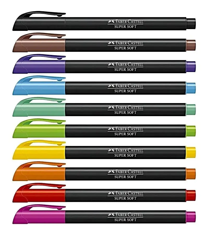 Plumones Punta Pincel Faber-Castell Super Soft X 10